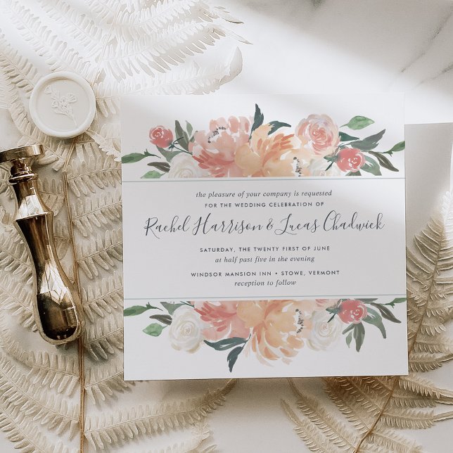 Invitación a la boda floral de verano medio | Cuad (Subido por el creador)