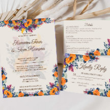 Invitación a la boda floral de verano moderno