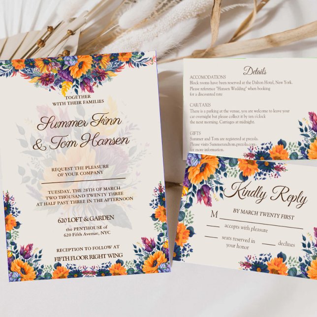Invitación a la boda floral de verano moderno (Subido por el creador)