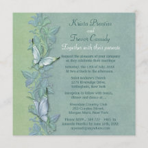 Invitación a la boda floral de vuelo de mariposa
