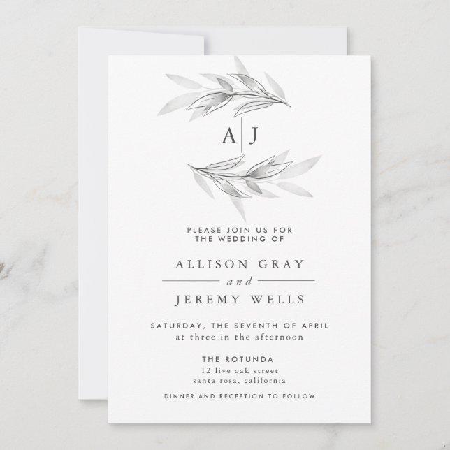 Invitación a la boda floral de Whimsy (Anverso)