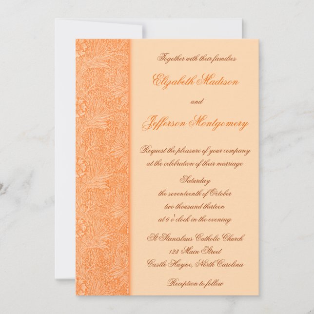 Invitación a la boda floral de William Morris Nara (Anverso)