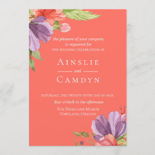 Invitación a la boda floral de Wispy Watercolor
