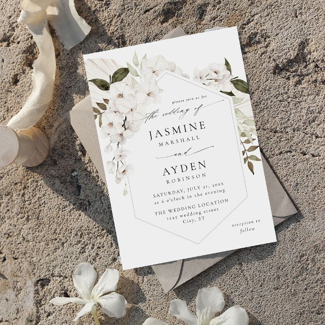 Invitación a la boda floral del Boho Blanco V3 LN (Subido por el creador)