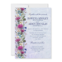 Invitación a la boda floral del cardo escocés