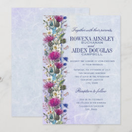Invitación a la boda floral del cardo escocés