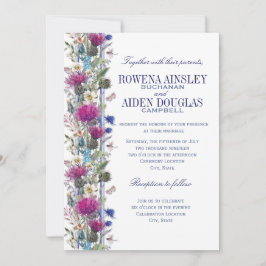Invitación a la boda floral del cardo escocés
