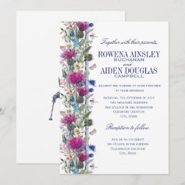 Invitación a la boda floral del cardo escocés
