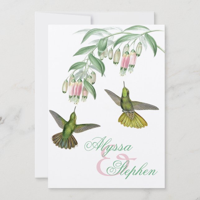 Invitación a la Boda Floral del Colibrí Tropical (Anverso)