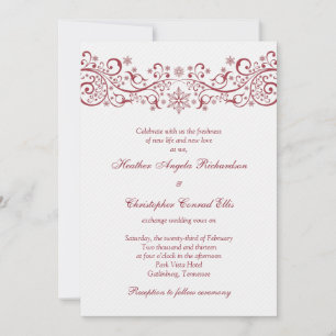 Invitación a la boda floral del copo de nieve blan