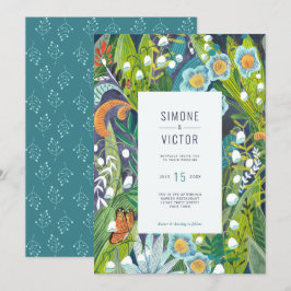 invitación a la boda floral del Naranja azul Verde