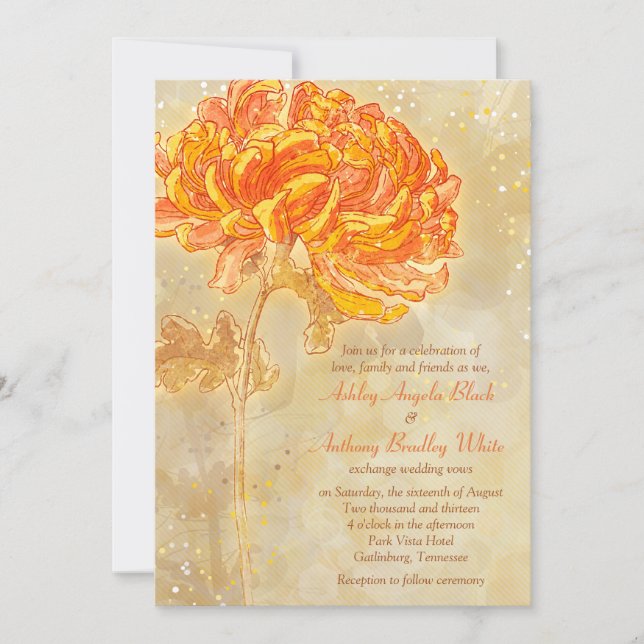 Invitación a la boda floral del Naranja del crisan (Anverso)