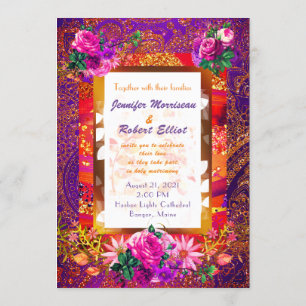 Invitación a la boda floral del Naranja púrpura Pa