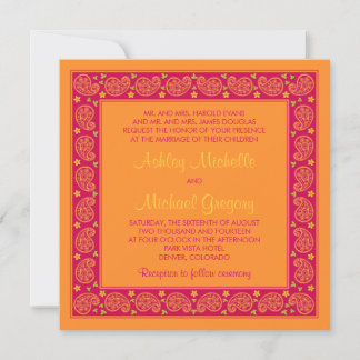 Invitación a la boda floral del Naranja rosado Pai