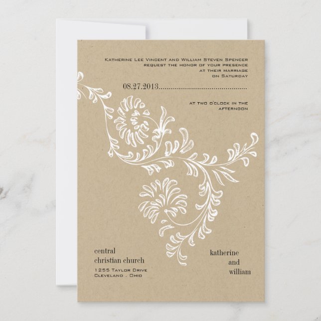 Invitación a la boda floral del país (Anverso)