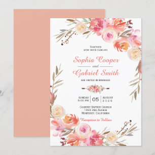 Invitación a la boda floral del Rosa de la rosa pa