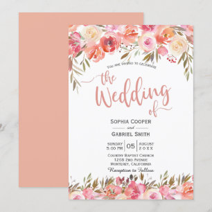 Invitación a la boda floral del Rosa de la rosa pa
