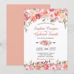 Invitación a la boda floral del Rosa de la rosa pa