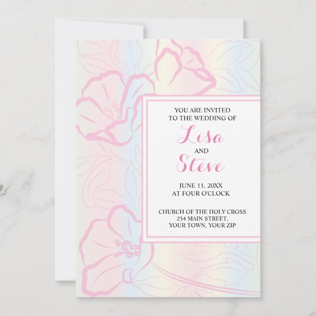 Invitación a la boda floral del tema tropical de l (Anverso)