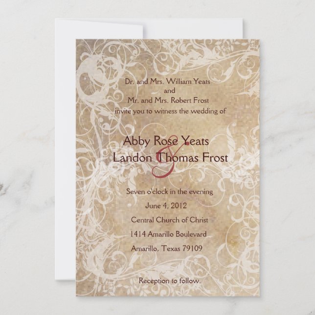 Invitación a la boda floral desvanecida (Anverso)