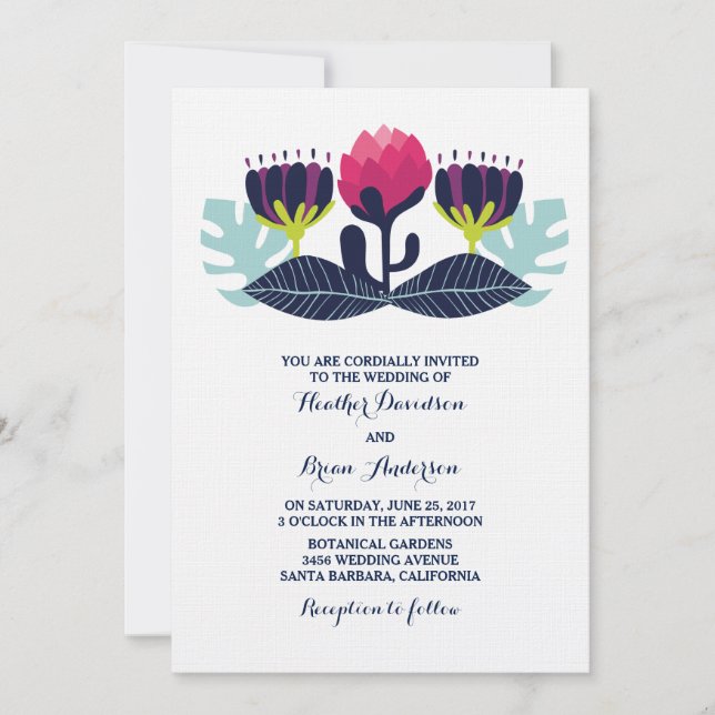 Invitación a la boda floral divertida (Anverso)