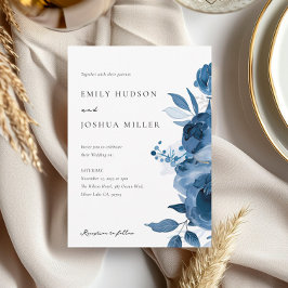 Invitación a la boda floral Dusky Blue Gold