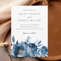 Invitación a la boda floral Dusky Blue Gold