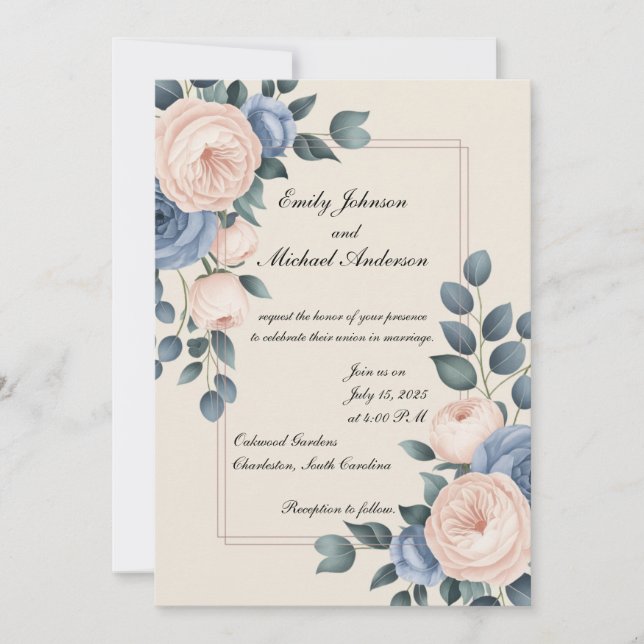 Invitación a la Boda Floral Elegante (Anverso)