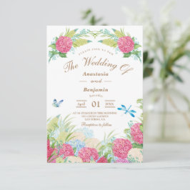 Invitación a la Boda Floral Elegante de Hidrangea