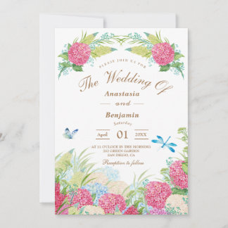 Invitación a la Boda Floral Elegante de Hidrangea 
