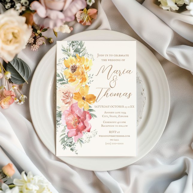 Invitación a la Boda Floral Elegante de otoño (Subido por el creador)