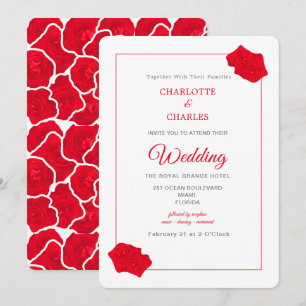Invitación a la boda floral elegante de Roses Rojo