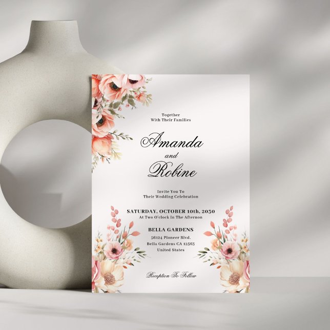 Invitación a la boda floral elegante de Rubor (Subido por el creador)