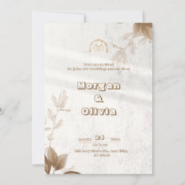 Invitación a la boda floral elegante y marrón