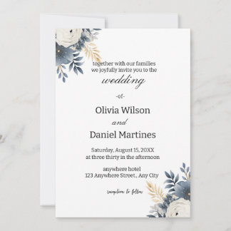 Invitación a la boda floral elegante y moderna