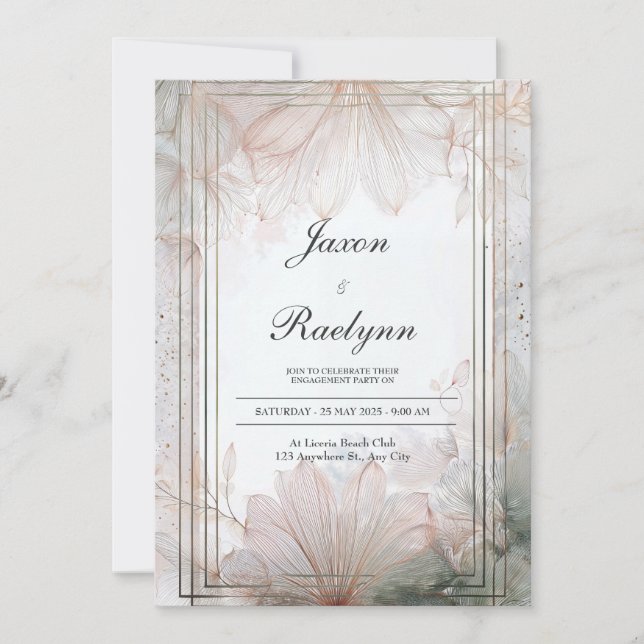 Invitación a la boda floral elegante y moderna (Anverso)
