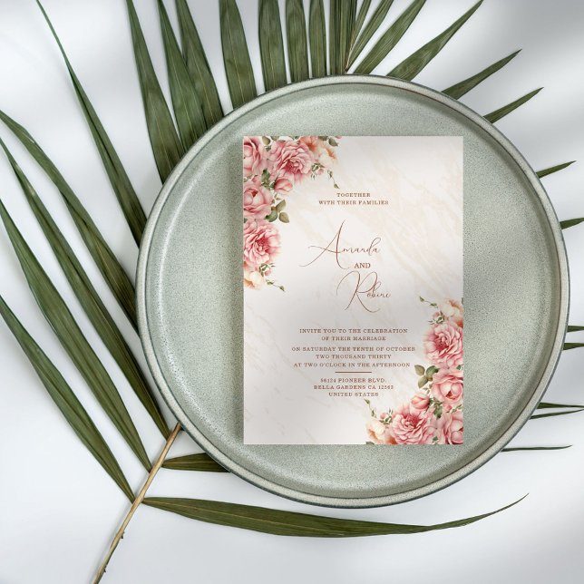 Invitación a la boda floral elegante y moderna (Subido por el creador)