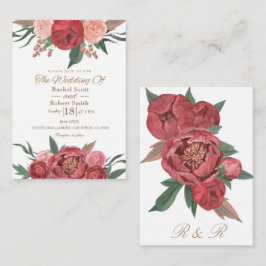 Invitación a la boda floral elegante y roja