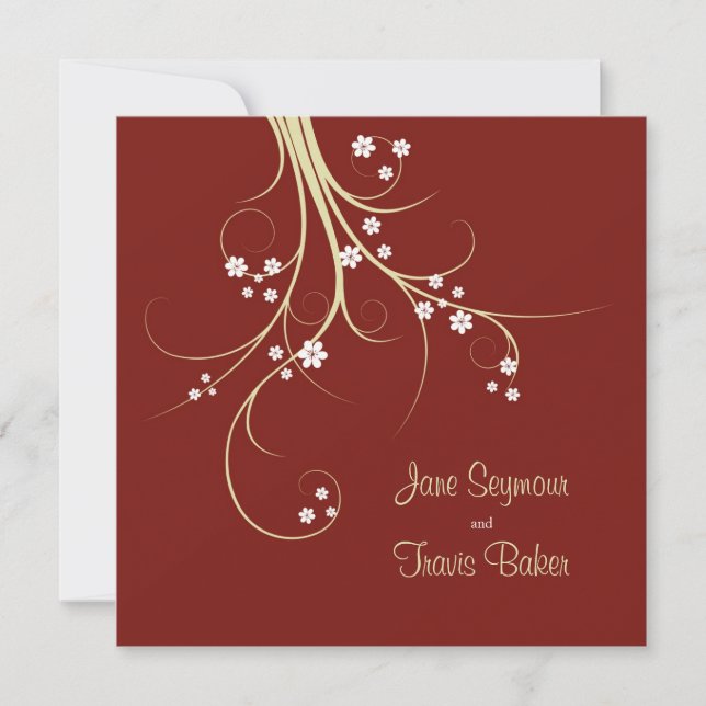 Invitación a la boda floral - Elegante y simple (Anverso)