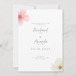 Invitación a la boda floral elegante y suave