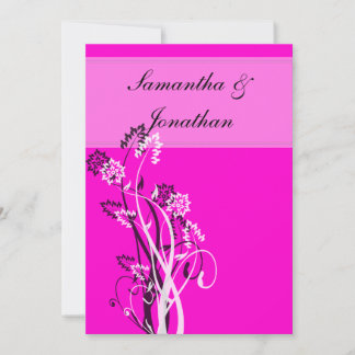 Invitación a la boda floral en blanco y negro