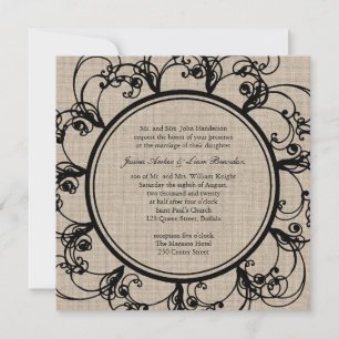 Invitación a la boda floral en burlap