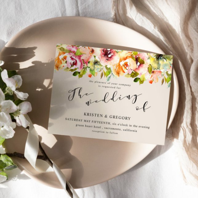 Invitación a la boda floral en el jardín acuático  (Subido por el creador)