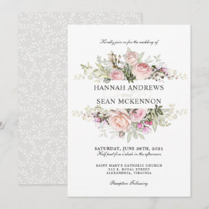 Invitación a la boda floral en el jardín Rosa de v