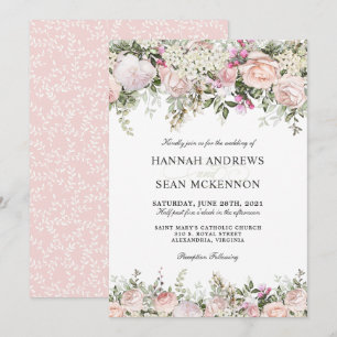 Invitación a la boda floral en el jardín Rosa de v