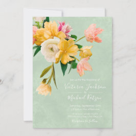 Invitación a la boda floral en flor en flor en flo