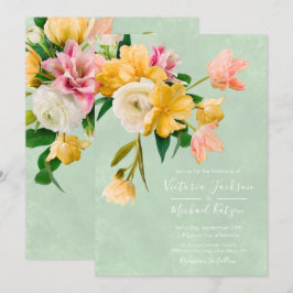 Invitación a la boda floral en flor en flor en flo