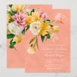 Invitación a la boda floral en flor en flor en flo