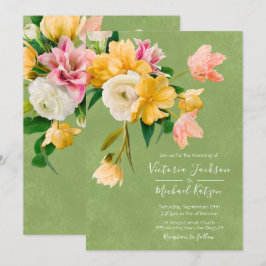 Invitación a la boda floral en flor en flor en flo