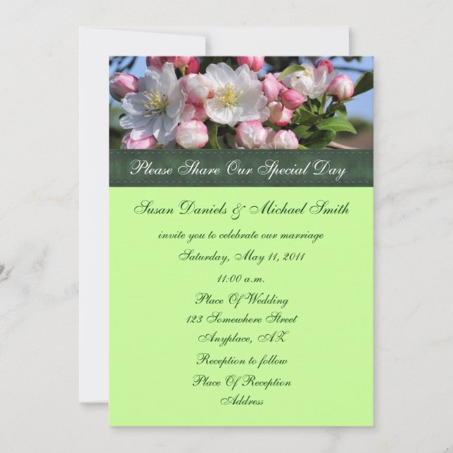 Invitación a la boda floral en florines blancos (Anverso)